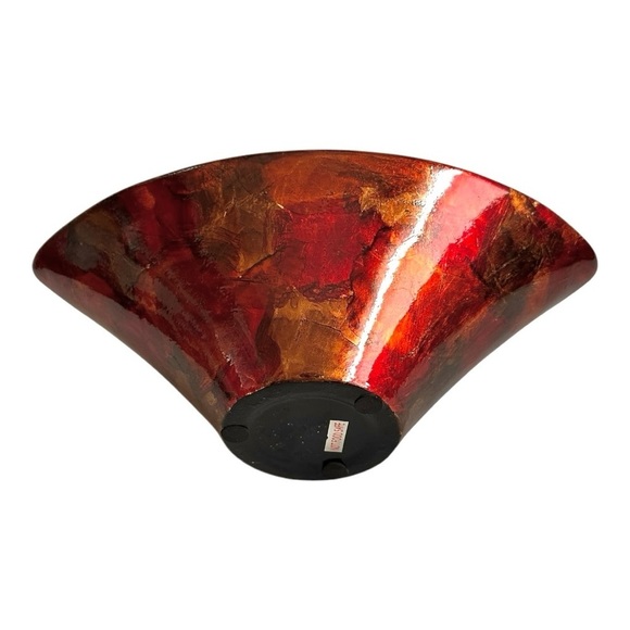 Decorative Bowl Red Gold Lacquered Boat Shaped Flower Pot Vase Planter Bowl - Picture 6 of 6